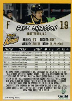 2021-22 Brandon Wheat Kings (WHL) #NNO Jake Chiasson Back