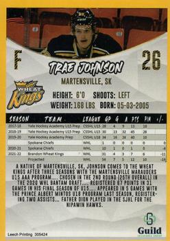 2021-22 Brandon Wheat Kings (WHL) #NNO Trae Johnson Back