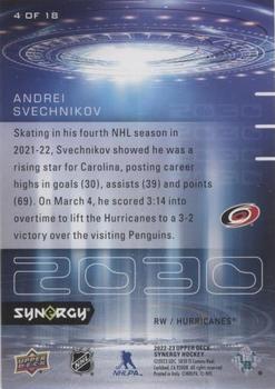 2022-23 Upper Deck Synergy - 2030 #4 OF 18 Andrei Svechnikov Back