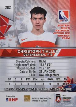 2023 BY Cards IIHF World Junior Championship #202 Christoph Tialler Back
