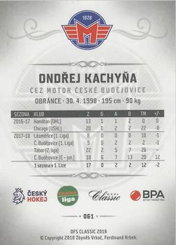 2018-19 OFS Chance Liga - Expo Brno 1/1 #61 Ondrej Kachyna Back