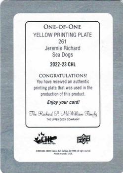 2022-23 Upper Deck CHL - Printing Plates Yellow #261 Jeremie Richard Back