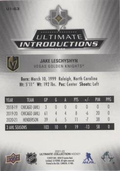 2021-22 Upper Deck Ultimate Collection - Ultimate Introductions #UI-63 Jake Leschyshyn Back