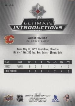 2021-22 Upper Deck Ultimate Collection - Ultimate Introductions #UI-89 Adam Ruzicka Back