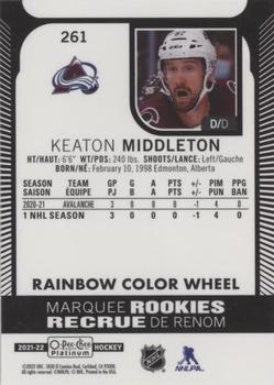 2021-22 O-Pee-Chee Platinum - Rainbow Color Wheel #261 Keaton Middleton Back