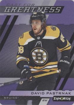2022-23 Upper Deck Synergy - Cast for Greatness Purple #CG-23 David Pastrnak Front