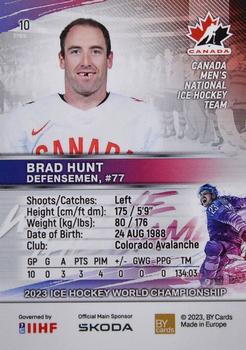 2023 BY Cards IIHF World Championship #10 Brad Hunt Back