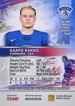 2023 BY Cards IIHF World Championship #177 Kaapo Kakko Back