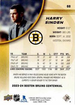 2023-24 Upper Deck Boston Bruins 100th Anniversary Box Set #68 Harry Sinden Back