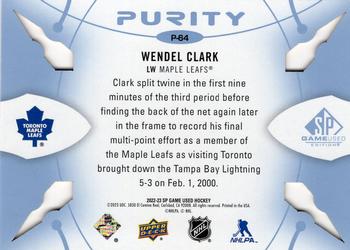 2022-23 SP Game Used - Purity Platinum #P-64 Wendel Clark Back
