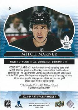 2023-24 Upper Deck Artifacts - Material Gold #6 Mitch Marner Back