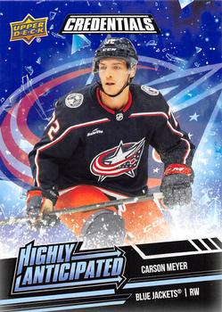 2022-23 Upper Deck Credentials - Highly Anticipated #HA-37 Carson Meyer Front