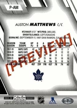 2023-24 O-Pee-Chee - OPC Platinum Previews #P-AM Auston Matthews Back