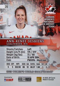 2023 BY Cards IIHF Women's World Championship #26 Ann-Renee Desbiens Back