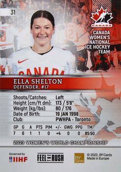 2023 BY Cards IIHF Women's World Championship #31 Ella Shelton Back