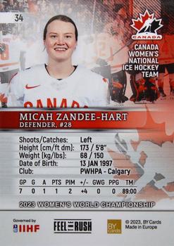 2023 BY Cards IIHF Women's World Championship #34 Micah Zandee-Hart Back