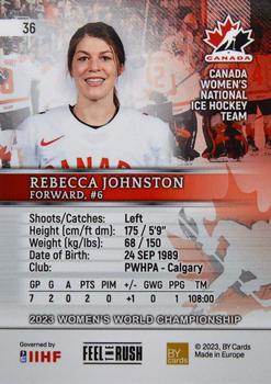 2023 BY Cards IIHF Women's World Championship #36 Rebecca Johnston Back