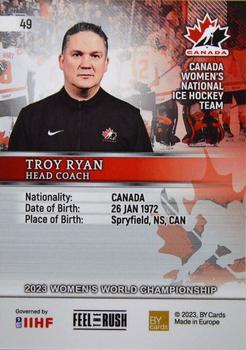 2023 BY Cards IIHF Women's World Championship #49 Troy Ryan Back