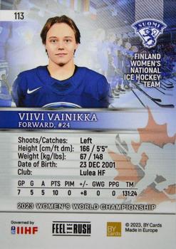 2023 BY Cards IIHF Women's World Championship #113 Viivi Vainikka Back