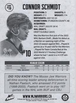 2023-24 Moose Jaw Warriors (WHL) #19 Connor Schmidt Back