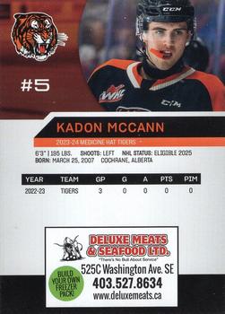 2023-24 Medicine Hat Tigers (WHL) #NNO Kadon McCann Back