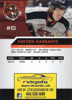2023-24 Medicine Hat Tigers (WHL) #NNO Hayden Harsanyi Back