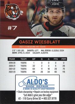 2023-24 Medicine Hat Tigers (WHL) #NNO Oasiz Wiesblatt Back