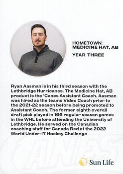 2023-24 Lethbridge Hurricanes (WHL) #NNO Ryan Aasman Back