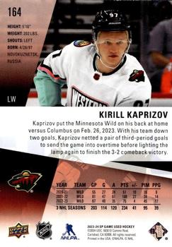2023-24 SP Game Used - Red #164 Kirill Kaprizov Back