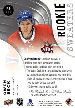 2023-24 SP Game Used - Rookie Sweaters #RS-OB Owen Beck Back