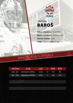 2022-23 Bratislava Capitals (ICEHL) #NNO Samuel Baros Back