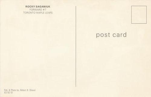 1979-80 Toronto Maple Leafs Postcards (Borderless) #63787-D Rocky Saganiuk Back