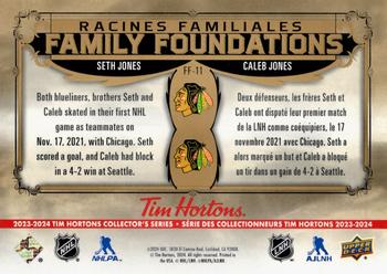 2023-24 Upper Deck Tim Hortons Greatest Duos - Family Foundations #FF-11 Seth Jones / Caleb Jones Back