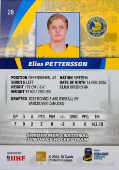 2024 BY Cards IIHF World Junior Championship #28 Elias Pettersson Back