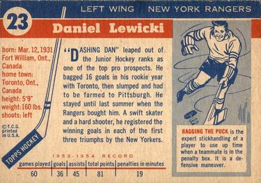 1954-55 Topps #23 Danny Lewicki Back