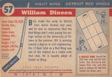 1954-55 Topps #57 Bill Dineen Back