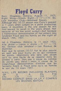 1957-58 Parkhurst #20 Floyd Curry Back