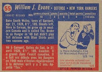 1957-58 Topps #55 Jack Evans Back