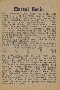 1958-59 Parkhurst #32 Marcel Bonin Back