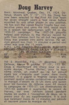 1958-59 Parkhurst #49 Doug Harvey Back