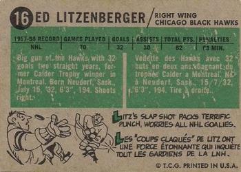 1958-59 Topps #16 Ed Litzenberger Back