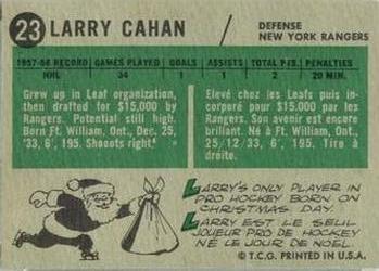 1958-59 Topps #23 Larry Cahan Back