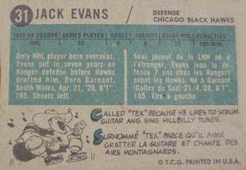 1958-59 Topps #31 Jack Evans Back