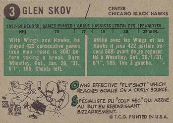1958-59 Topps #3 Glen Skov Back