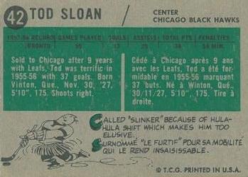 1958-59 Topps #42 Tod Sloan Back