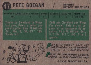 1958-59 Topps #47 Pete Goegan Back