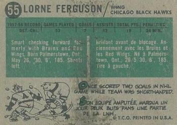 1958-59 Topps #55 Lorne Ferguson Back