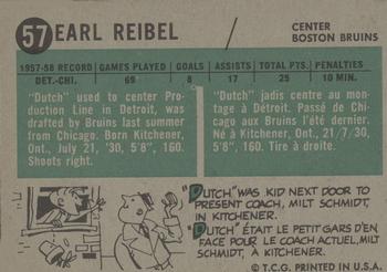1958-59 Topps #57 Earl Reibel Back