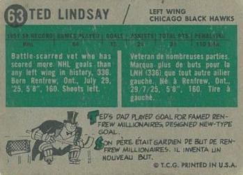1958-59 Topps #63 Ted Lindsay Back