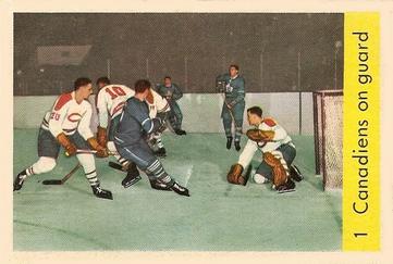 1959-60 Parkhurst #1 Canadiens on guard Front